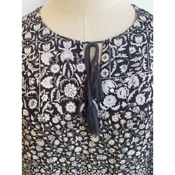 J.McLaughlin Womens Dress Gray Floral Tiered Peasant Bohemian Cottagecore sz M - Picture 3 of 12